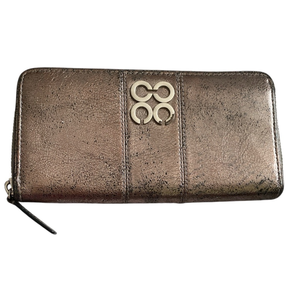 Vintage COACH PEWTER METALLIC LEATHER WALLET signature CC